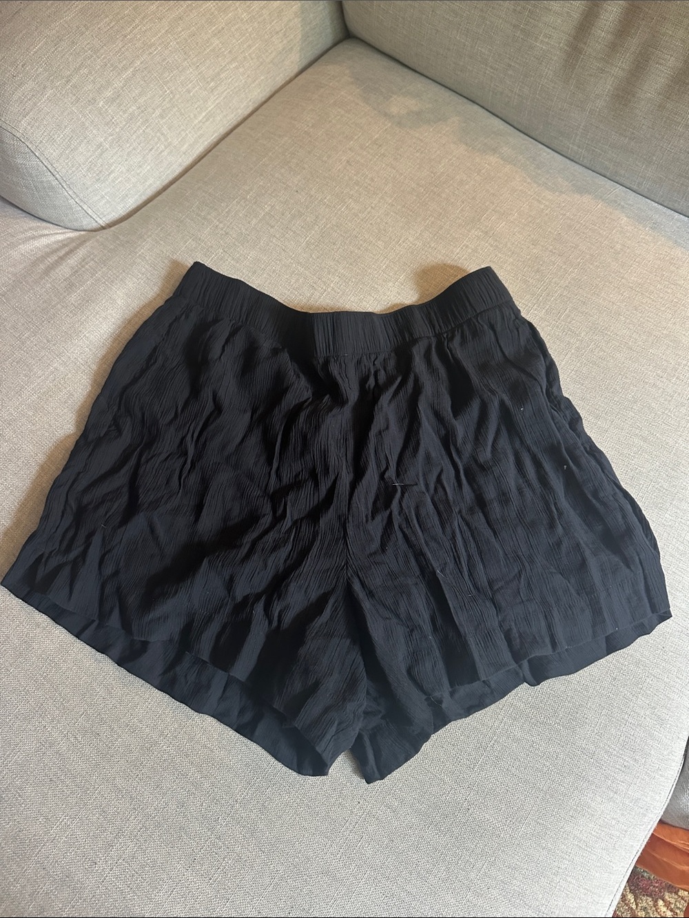 Abercrombie & Fitch Black High-Waist Crinkle Shorts
